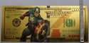 $100 Captain America Marvel Comic Novelty 24K Gold Foil Plated Note Bill GFN56