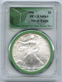 2006 American Eagle Silver Dollar PCGS MS69 Green Label US Mint Sealed Box J238