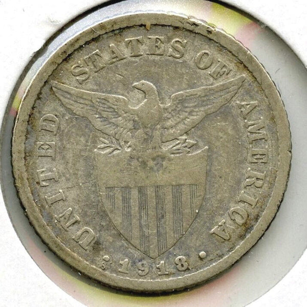 1918-S Philippines Silver Coin - 20 Centavos - Filipinas - J774