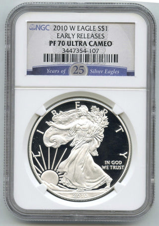 2010-W American Eagle Proof Silver Dollar NGC PF70 Ultra Cameo Early Releas E943