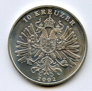 2002 Austria 10 Kreuzer Sterling Silver Coin - JN399