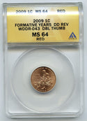 2009 Lincoln Cent Formative Years ANACS MS64 Red DD Rev WDDR-043 Dbl Thumb K181