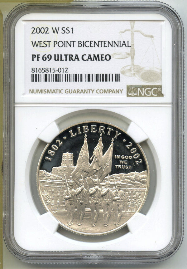 2002-W West Point Bicentennial Proof Silver Dollar NGC PF69 Ultra Cameo - J389