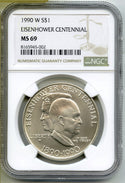 1990-W Eisenhower Centennial Silver Dollar NGC MS69 Commemorative Coin - J365