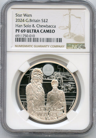 2024 Great Britain Star Wars Han Solo Chewbacca NGC PF69 Silver 1 Oz Coin JP823