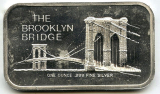 Brooklyn Bridge 999 Silver 1 oz Medal Bar Ingot Bullion - New York City - H520