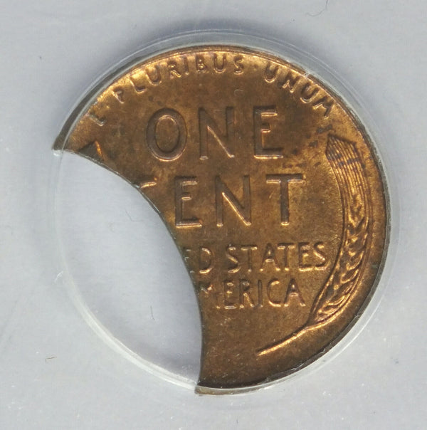 1956 Lincoln Wheat Cent Penny ANACS MS63 RB Major Curved Clip - K06