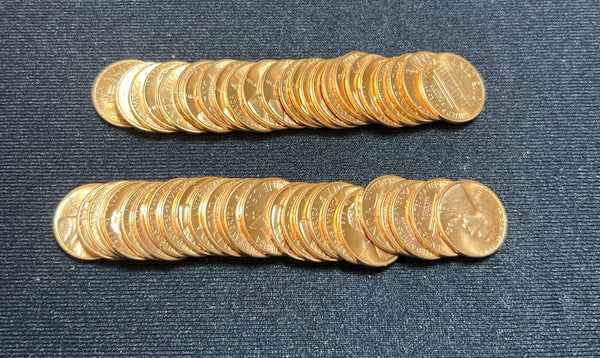 1967-P Unc Lincoln Memorial One Cent Penny Roll Uncirculated 50 Coins - SS438