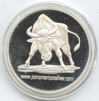 1994 - 2004 Pan American 999 Silver 1 oz Medal Corp Round Proof Bull - DN563