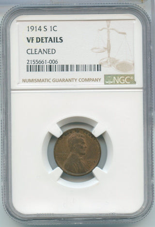 1914-S Lincoln Wheat Cent NGC VF Details San Francisco Mint - SS506