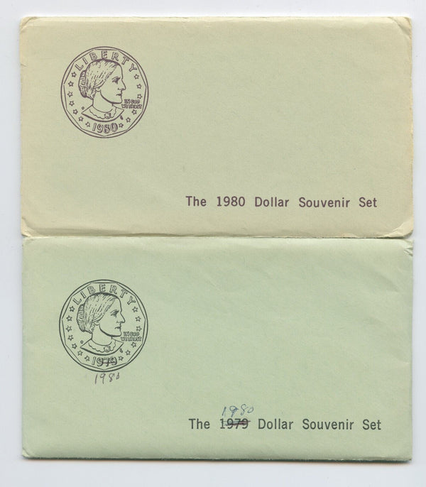 1980 Susan B Anthony Dollar souvenir Set P,D,S 3 Coin Lot of 12 - SR770