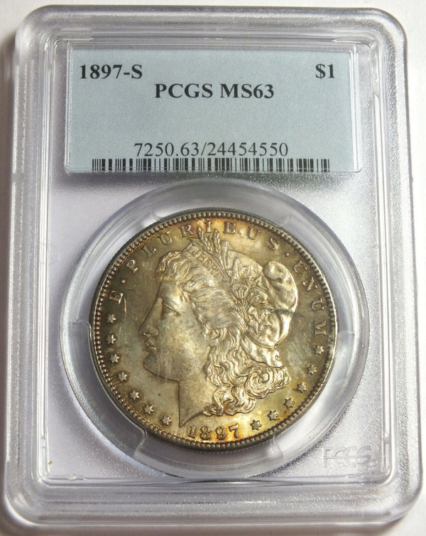 1897-S Morgan Silver Dollar PCGS MS63 Certified Toning Toned San Francisco BX908