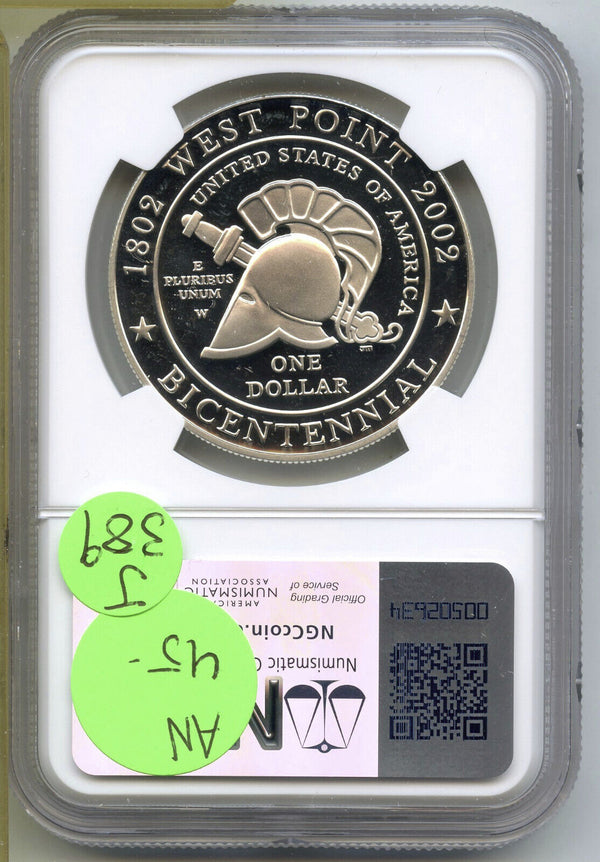 2002-W West Point Bicentennial Proof Silver Dollar NGC PF69 Ultra Cameo - J389