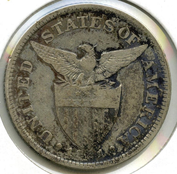 1921 Philippines Silver Coin - 50 Centavos - Filipinas - J775