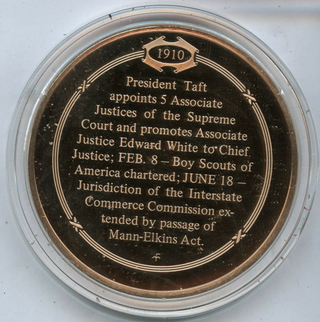 Taft Appointees Change Face of Supreme Court Bronze Medal Franklin Mint - JL133