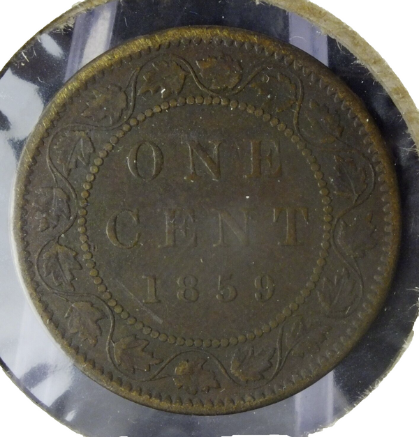 1859 Canada Large Cent Penny - Bronze Coin - Queen Victoria - LH006