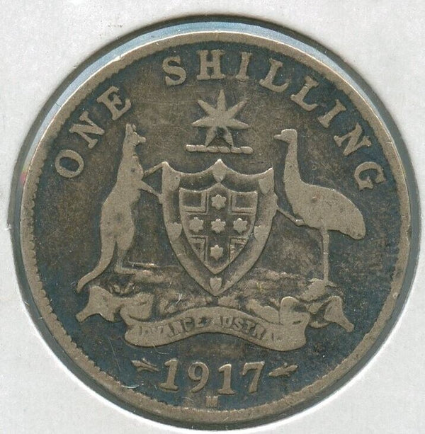 1917 Australia Silver Coin One Schilling - King George V - SS341