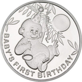 2024 Baby's 1st Birthday Monkey 1 Troy Oz 999 Fine Silver Round Medallion Gift