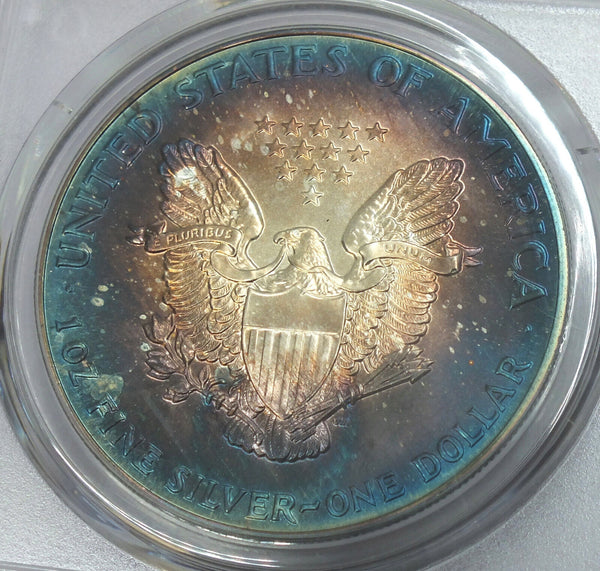 1992 American Eagle 1 oz Silver Dollar PCGS MS68 Toning Toned - C493