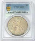 1871 Seated Liberty Silver Dollar PCGS AU55 Certified $1 Coin - H387