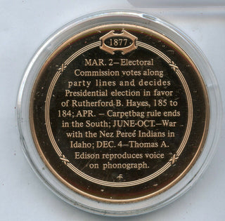 Hayes-Tilden Election Decided 1877 Bronze Proof Medal - Franklin Mint - JL126