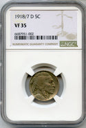 1918/7-D Indian Head Buffalo Nickel NGC VF35 - Denver Mint - JP482