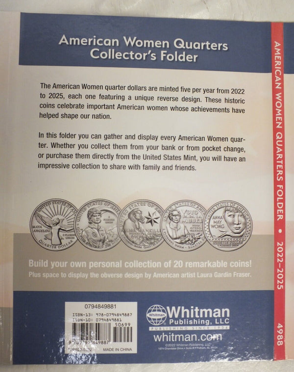 American Women Quarter Coin Folder 2022 - 2025 Date Set Whitman Album 4988