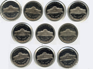 1990 - 1999-S Jefferson Nickel Proof Set Run of (10) Coins Lot Collection - H455