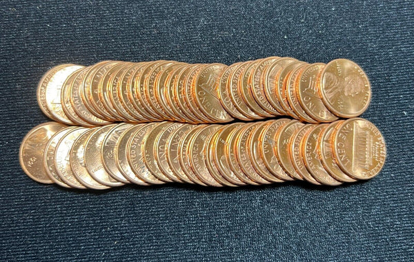 1991-P Unc Lincoln Memorial One Cent Penny Roll Uncirculated 50 Coins - SS464