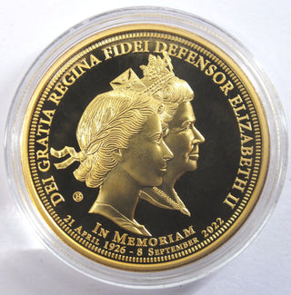 Queen Elizabeth II Gold-Plated Medal Round 2022 Memorial In Memoriam - J889