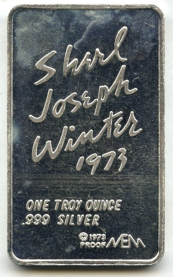 Abundance Thanksgiving 1973 Sherl Winter 999 Silver 1 oz Art Bar ingot Medal C06