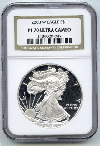 2008-W Proof Silver Eagle 1 oz NGC PF70 Ultra Cameo - West Point Mint - H661