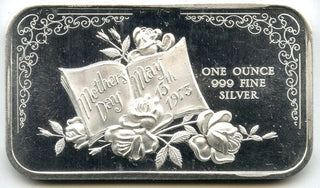 Mother's Day 1973 Art Bar 999 Silver 1 oz Ingot Medal - H509