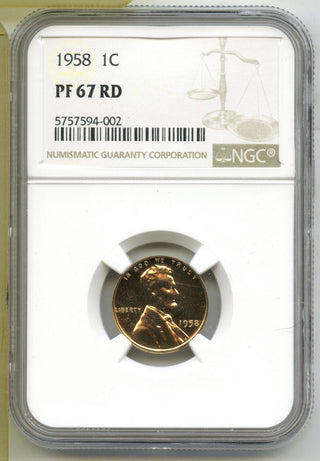 1958 Lincoln Proof Wheat Cent Penny NGC PF67 RD Certified - Philadelphia - J475