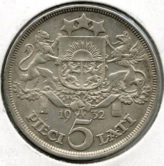 1932 Latvia Silver Coin - 5 Lati - E612