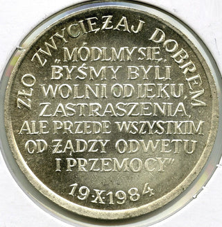 Priest Jerzy Popieluszko Silver-plated Art Medal Round - Served God Country H836