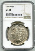 1891-O Morgan Silver Dollar NGC MS64 Certified - New Orleans Mint - H702