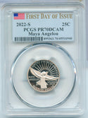 2022-S Maya Angelou American Women Quarter PCGS PR70DCAM San Francisco - SS639