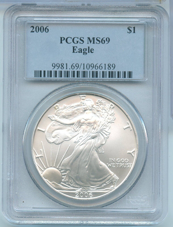 2006 American Silver Eagle 1 oz Silver Dollar PCGS MS69 - SR196
