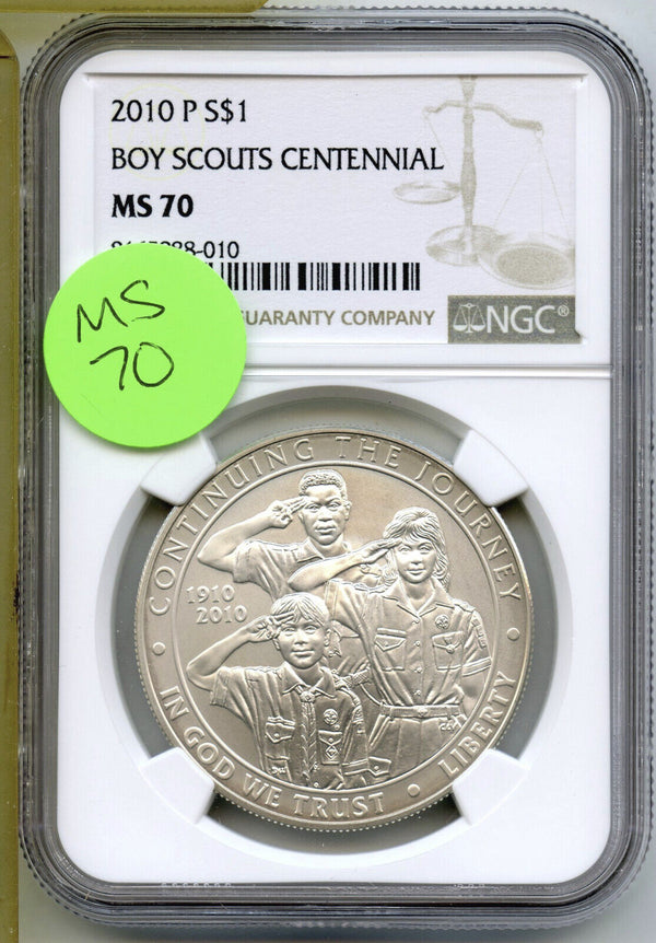 2010-P Boy Scouts Centennial Silver Dollar NGC MS70 Certified Philadelphia J418