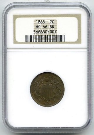 1865 2-Cent Coin Two-Cents NGC MS66 BN Certified - C279