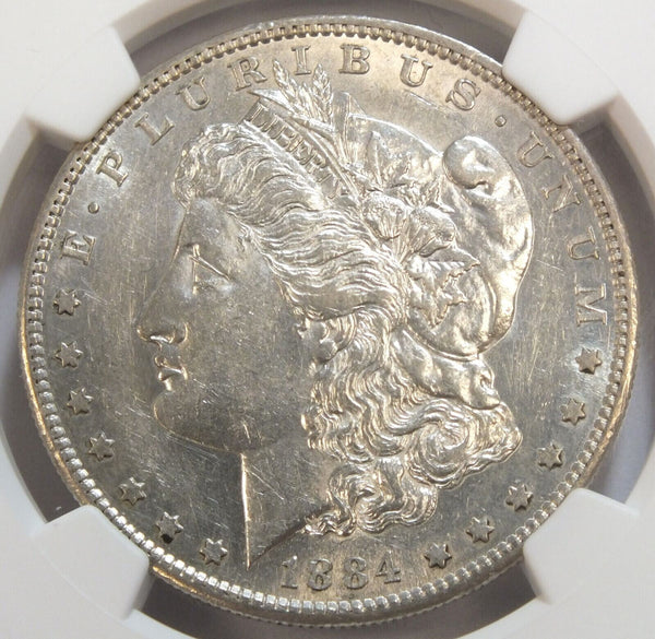 1884-S Morgan Silver Dollar NGC AU 53 Certified - Great Breast Feathers - BR480