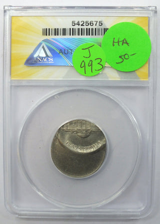 1979 Jefferson Nickel Struck 60% Off-Center ANACS MS63 Certified - J993