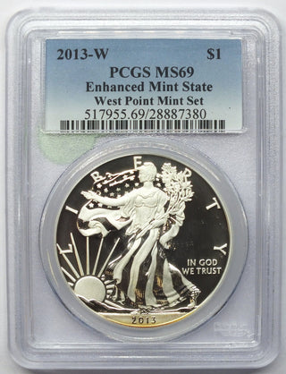 2013-W Silver Eagle 1 oz PCGS MS 69 Enhanced Mint State - West Point - G266