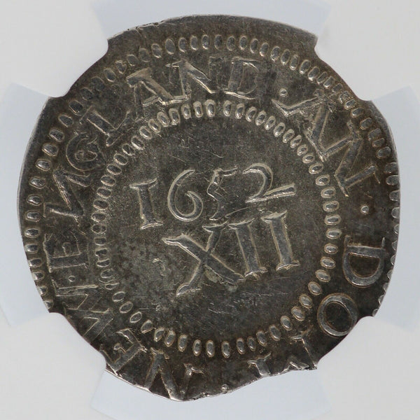 1652 Massachusetts Pine Tree Shilling N Rev NGC UNC Details Colonial - JM632