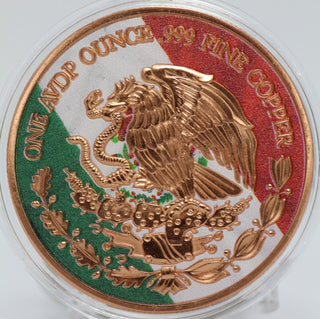 2024 Mexico Libertad Onza Mexican Flag 1 Oz 999 Copper Round Medal Colored JP729