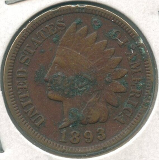 1893 Indian Head Cent Penny - Philadelphia Mint - ER186