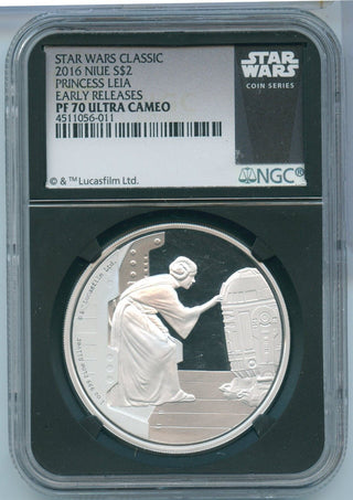 2016 Niue Star Wars Princess Leia NGC PF70 Silver Coin 1oz 999 - SS575