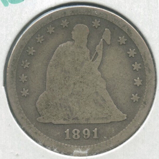 1891-S Silver Seated Liberty Quarter - San Francisco Mint - ER37