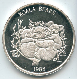 1988 Australia Koala Bears Silver 1 oz Art Medal Round -SR258